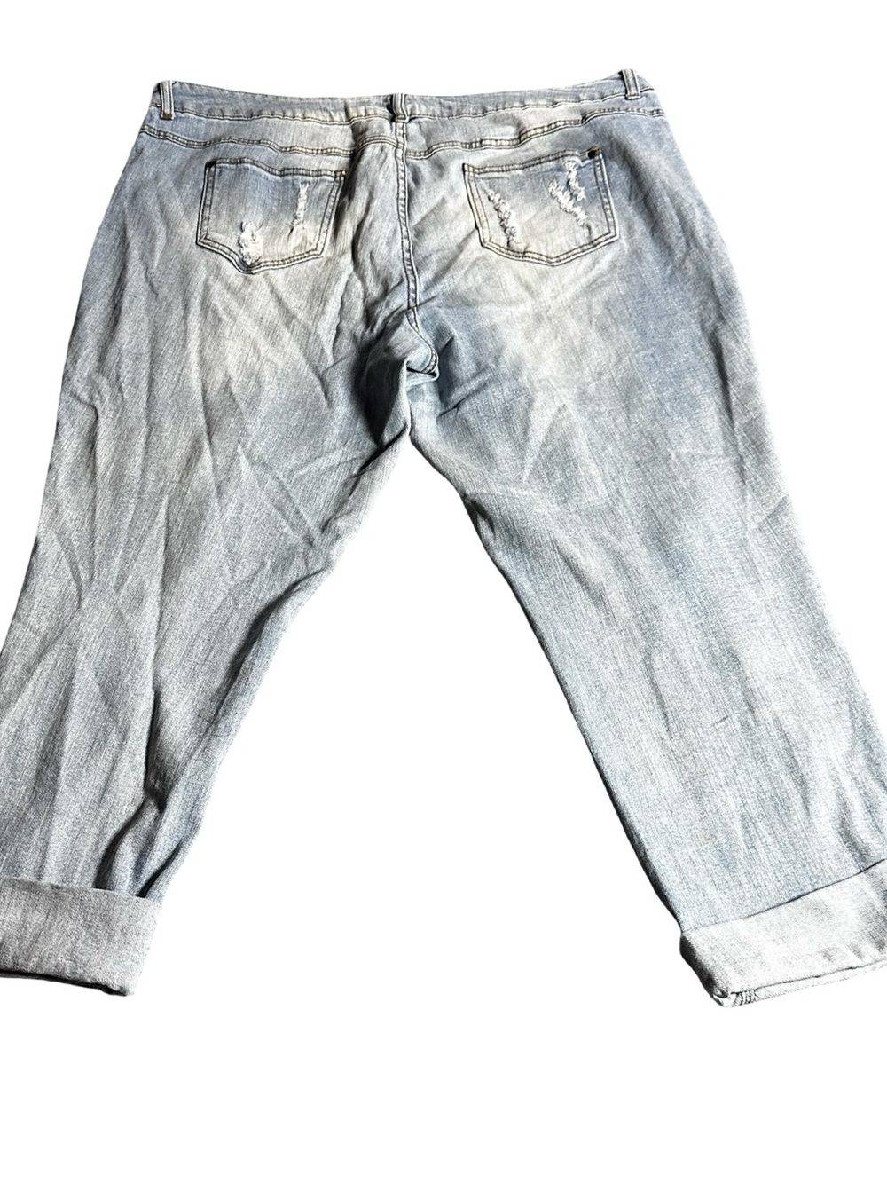 Ashley Stewart Size 20 Distressed Light Wash Cuffed Jeans Plus Size - Picture 3 of 10
